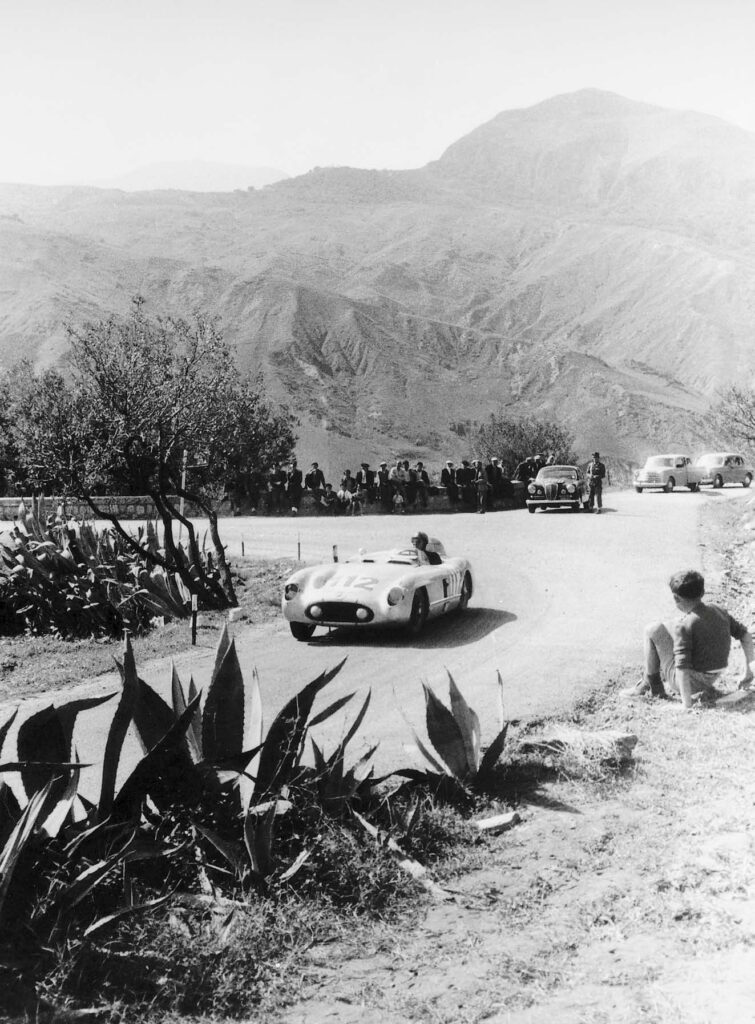 Karl Kling, second there with Juan Manuel Fangio, at the 1955 Targa Florio