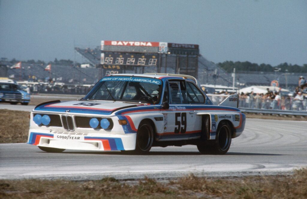 Triumphant overall victory in the 1976 24 Hours of Daytona by Brian Redman and Peter Gregg in a BMW CSL Coupé