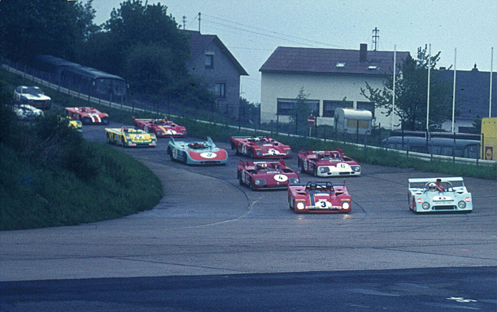 Start of the 1972 Nürburgring 1000 km race with the Ferrari 312PB