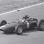 Graham Hill, F1-Weltmeister 1962, im BRM P 57 beim französischen Grand Prix 1962 in Rouen